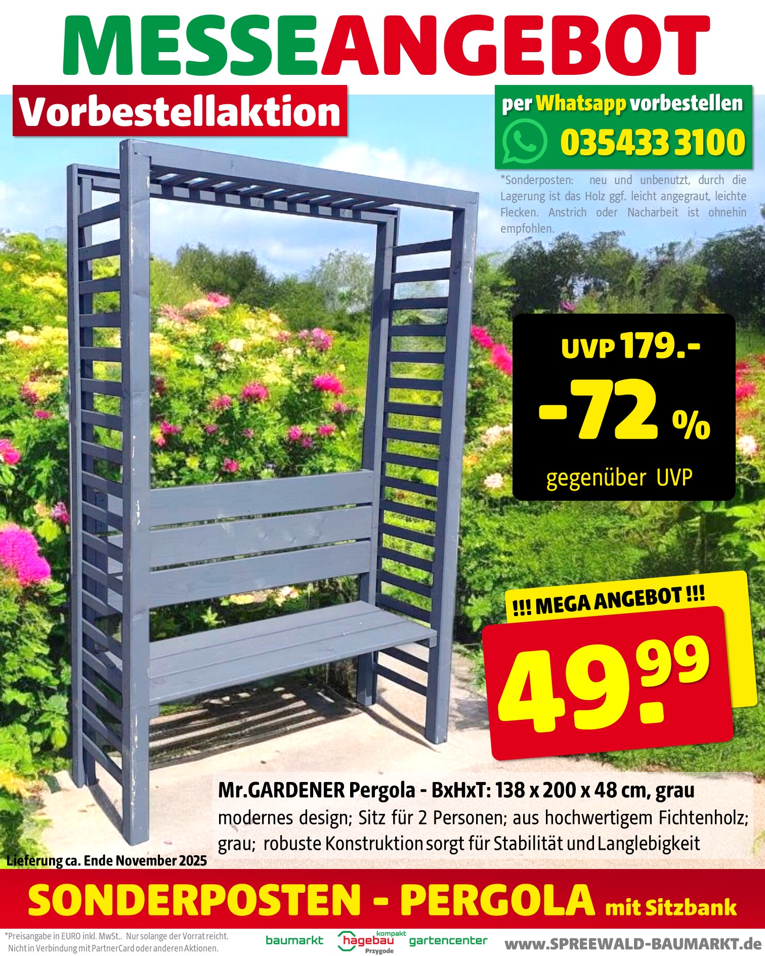 Pergola mit Sitzbank